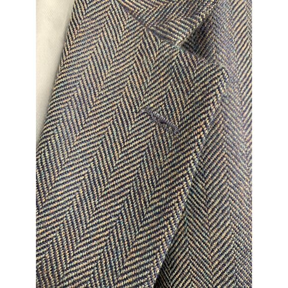 VTG 80s Oscar De La Renta Green Herringbone Wool Blazer 46R Colombia 8901 - Picture 7 of 12